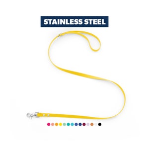 Waterproof Dog Lead - Yellow - Biothane Vegan Leather - Rustproof | Stinkproof | Durable | Premium | Stainless Steel | Handmade Australia