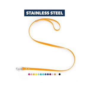 Waterproof Dog Lead - Orange - Biothane Vegan Leather - Rustproof | Stinkproof | Durable | Premium | Stainless Steel | Handmade Australia