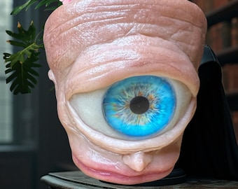 Handmade Cyclops Terracotta Planter: Creepy Blue Eye Pothead