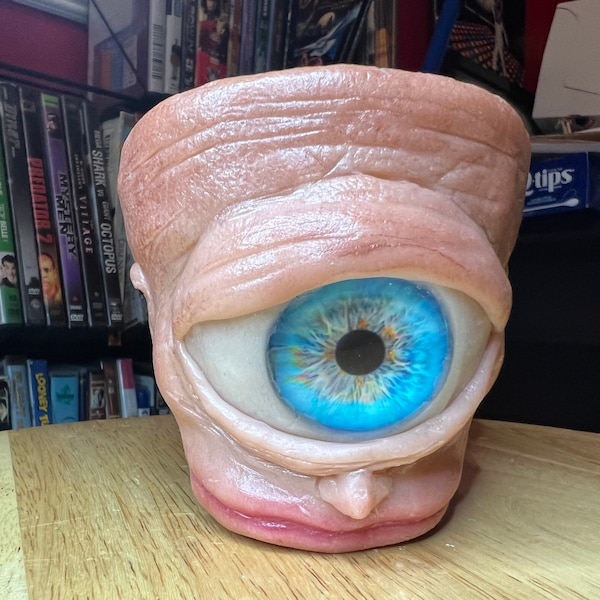 Old blue eye, cute Cyclops|terracotta plant pot/planter|hand made unique sculptures pick from 9cm 11cm 17cm terracotta pothead made to order
