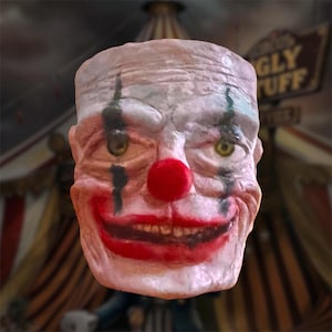 Clown Mug “Cups the Creep” | Handmade Sculpted Ceramic Cup | Creepy Funny Clown Face | Unique Odd Quirky Home Decor Gift Idea.