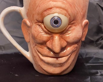 Handmade Cyclops Ceramic Mug: Oddity Sculpture, Collectible Art