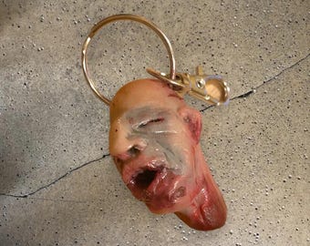 Handmade Horror Keychain: Severed Head Macabre Gift