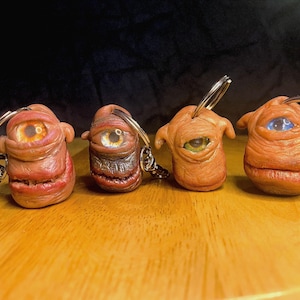 Happy Little Alien | Spooky Alien Sculptured art & Keychain  | One-of-a-Kind Horror Gifts | Cheeky Clay Creations