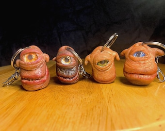 Happy Little Alien | Spooky Alien Sculptured art & Keychain  | One-of-a-Kind Horror Gifts | Cheeky Clay Creations