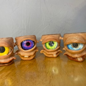 Shot glass |Happy little alien shot glass Sets|Hand-made funny gifts | Polymer clay on shots glass. buy one or sets of two,three or four.