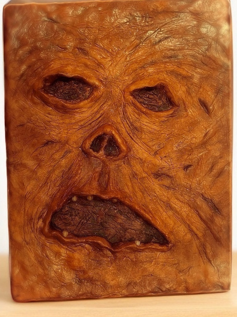 Necronomicon, Book of the Dead, from Evil Dead 2 Unique Wall Hanging Sculpture on Wooden Canvas, Handcrafted Home Decor, gift image 1