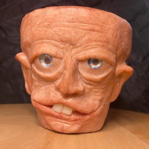 Ugly-AF Terra-cotta planter hand made, unique face sculpture named “ bob“ 9cm, 11 cm and 17cm pot great gift idea