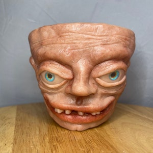 Here is “Creepy McGee” terracotta medium size planter hand made unique sculpture,Great Mother’s Day gift plant pots