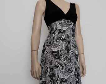 Black and white fantasia dress with black top