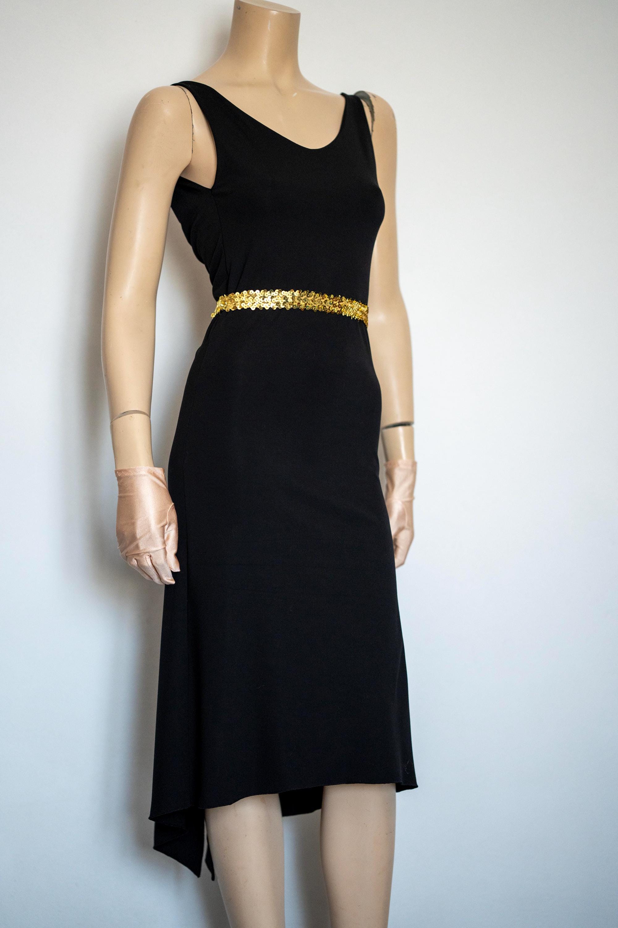 Black Dress With Gold Belt - Etsy