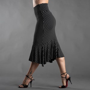 Polka dots tango skirt white, black and fucsia image 2