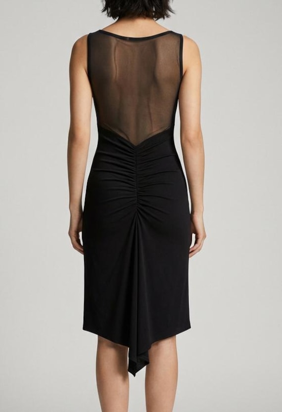 black mesh back dress Black Geometric Mesh Sleeveless Mini Dress
