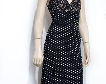 Polka dot dress with lace top