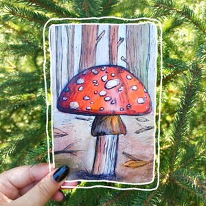 Impressão artística de cogumelo - impressões artísticas originais em aquarela (estoque limitado e assinado)
