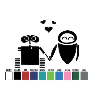 Disney Wall-E and Eve Decal, Wall-E Decal, Disney Wall-E Decal, Disney Couples Decal, Eve Decal, Wall-E, Disney Wall-E and Eve Couple sticke