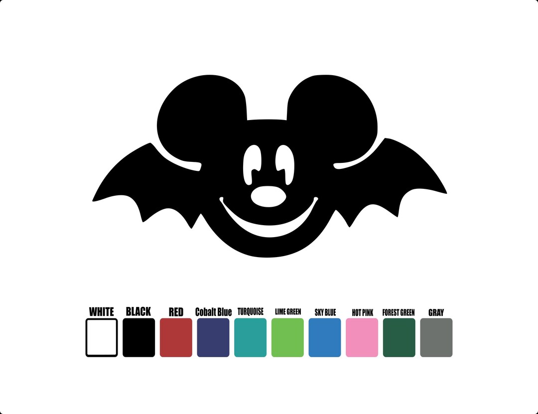 Mickey Mouse Halloween Bat Decal, Disney Mickey Mouse Bat, Holiday ...