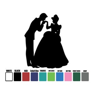 Disney Cinderella and Prince Charming Decal, Cinderella Decal, Disney Cinderella Decal, Disney Couple Decals, Disney Prince Charming Sticker