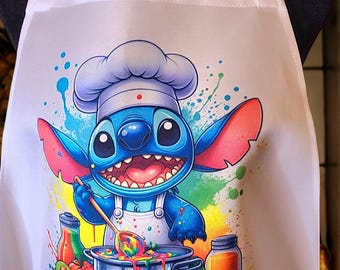 Delantal de Lilo Stitch, Delantal de cocina de Disney Stitch, Delantal de cocina para adultos de Disney Stitch, Delantal de Disney Stitch, Delantal de Disney para adultos, Delantal de Stitch, Stitch