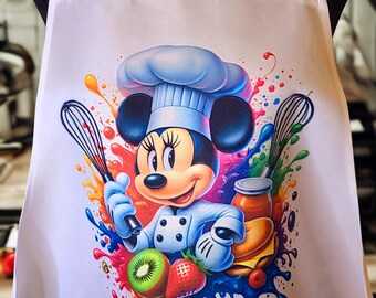 Delantal de cocina de Minnie Mouse, delantal de cocina de Disney, delantal de Minnie Mouse, delantal de cocina de Minnie Mouse, delantal de chef de Minnie Mouse
