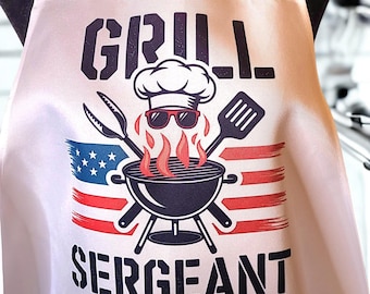 Delantal de sargento de parrilla de EE. UU., delantal de sargento de parrilla, delantal del Día del Padre, delantal de estilo militar, delantal del Día de la Madre, delantal de sargento de parrilla, delantal de barbacoa