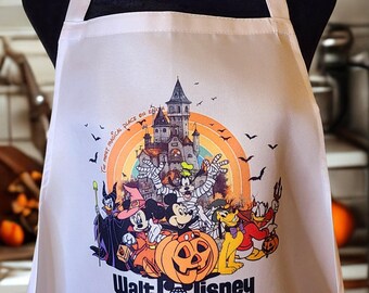 Delantal de cocina para adultos de Halloween de Walt Disney World, delantal con pechera de cocina de Halloween de Disney, delantal de cocina de Mickey Mouse de Halloween de Disney