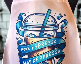 Delantal de cocina, delantal para café expreso, delantal para café, delantal para amantes del café expreso, delantal para amantes del café, delantal para taza de café