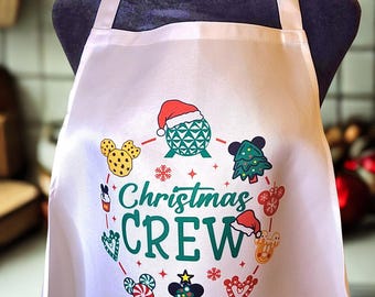 Delantal de cocina para adultos de Disney Christmas Crew, delantal de cocina de Navidad de Disney, delantal de Navidad de Disney para adultos, delantal de cocina de Navidad de Disney