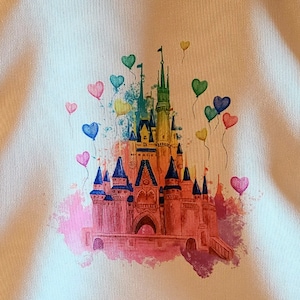 Disney Magic Kingdom Tote Bag, WDW Magic Kingdom Tote Bag, Disney Inspired Water Color Magic Kingdom Heart Balloons Tote Bag