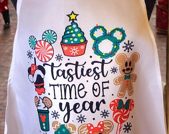 Delantal de cocina para adultos de la época más sabrosa del año de Disney, delantal de cocina navideño de Disney, delantal navideño de Disney, delantal navideño de Disney