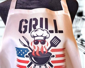 Delantal de sargento de parrilla de EE. UU., delantal de sargento de parrilla, delantal del Día del Padre, delantal de estilo militar, delantal del Día de la Madre, delantal de sargento de parrilla, delantal de barbacoa