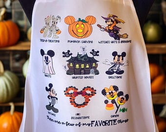 Delantal con babero para adultos con collage de Halloween de Disney, delantal de cocina para adultos de Halloween de Disney, delantal de Halloween de Disney, delantal de cocina de otoño de Disney