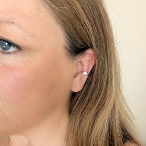 3mm Organic textured sterling silver chunky conch ear cuff, solid 925 band | Unisex No piercing ear wrap hoop | Handmade UK