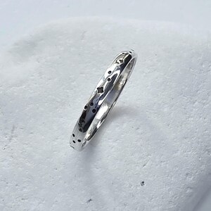 Star Textured Sterling Silver Ring, Handmade Celestial Stacker Band, Minimalist Recycled Silver Jewellery, UK Made Stackable Ring