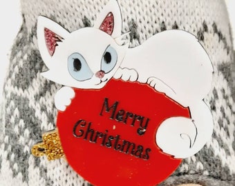 Christmas Ball Kitty Brooch