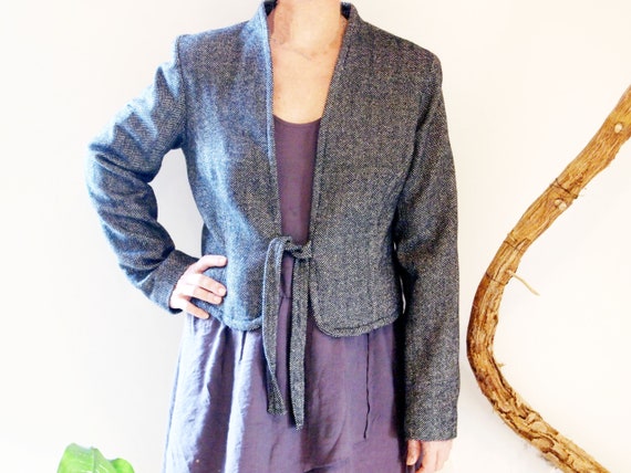 Vintage Unisex marbled Grey Pure Wool blazer.  si… - image 3