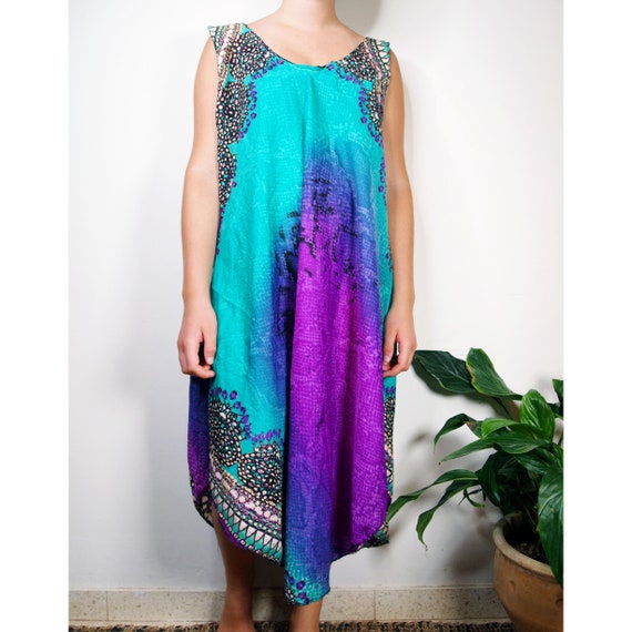 Vintage Tye Dye Rainbow dress/ Vintage Rainbow Col