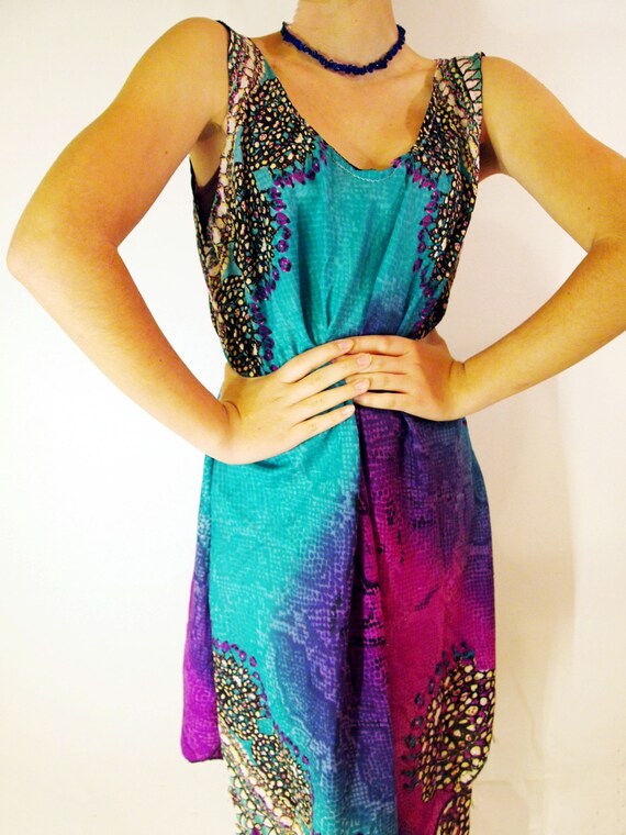 Vintage Tye Dye Rainbow dress/ Vintage Rainbow Col