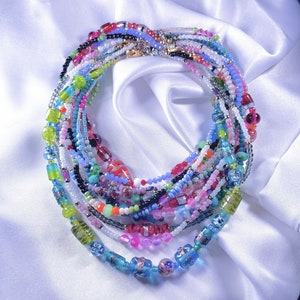 Unique Beaded Necklace Choker Crystal Charm Colorful Dainty Jewelry Quality Faceted Glass Seed Bead Gifts for Her Minimal Summer Cleansing