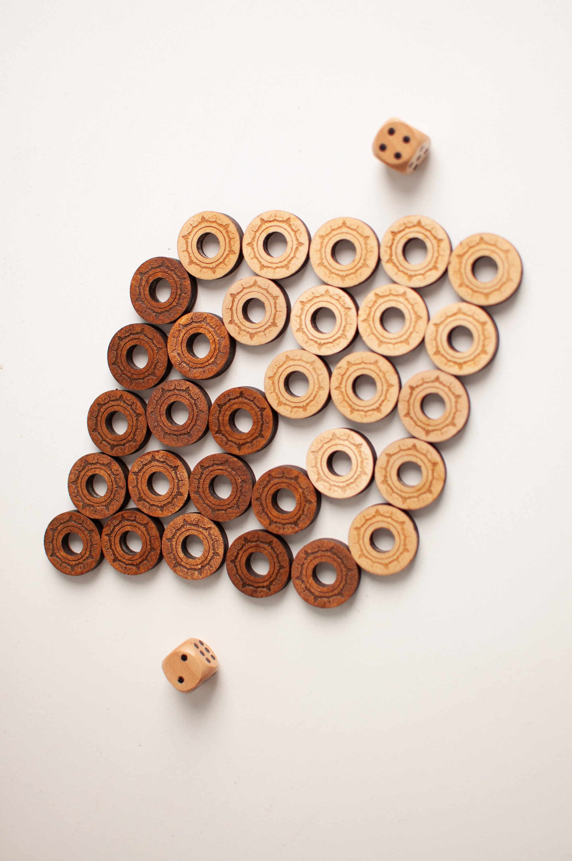 Backgammon Chip Set / Chip Set / Wooden Chips / 34 Chip Set/ Backgammon