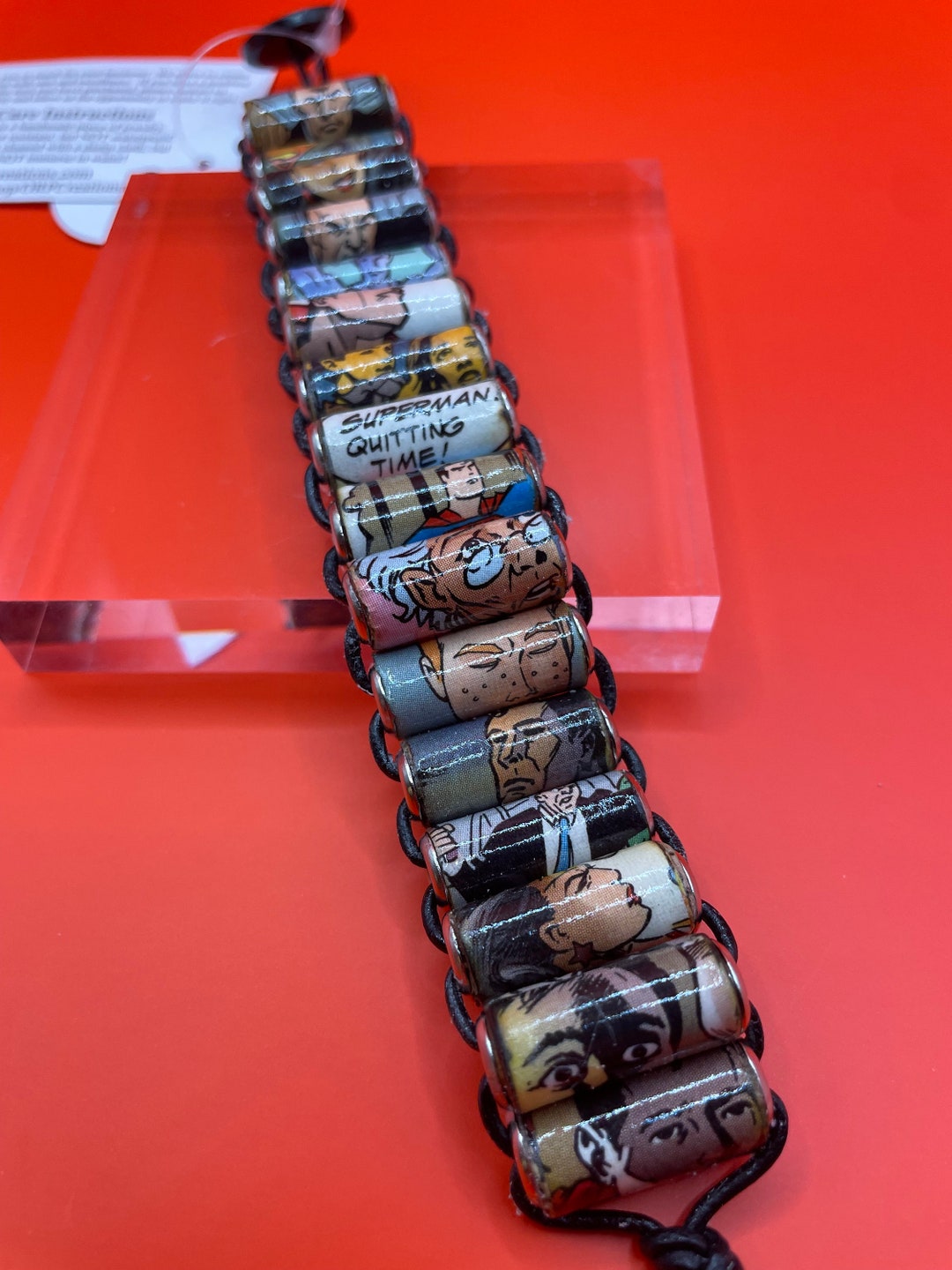 Superman Comic Book Ladder Bracelet Paper Bead Jewelry Comic Book Gift