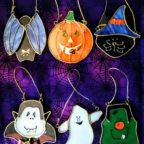 Halloween Glass Ornaments Etsy