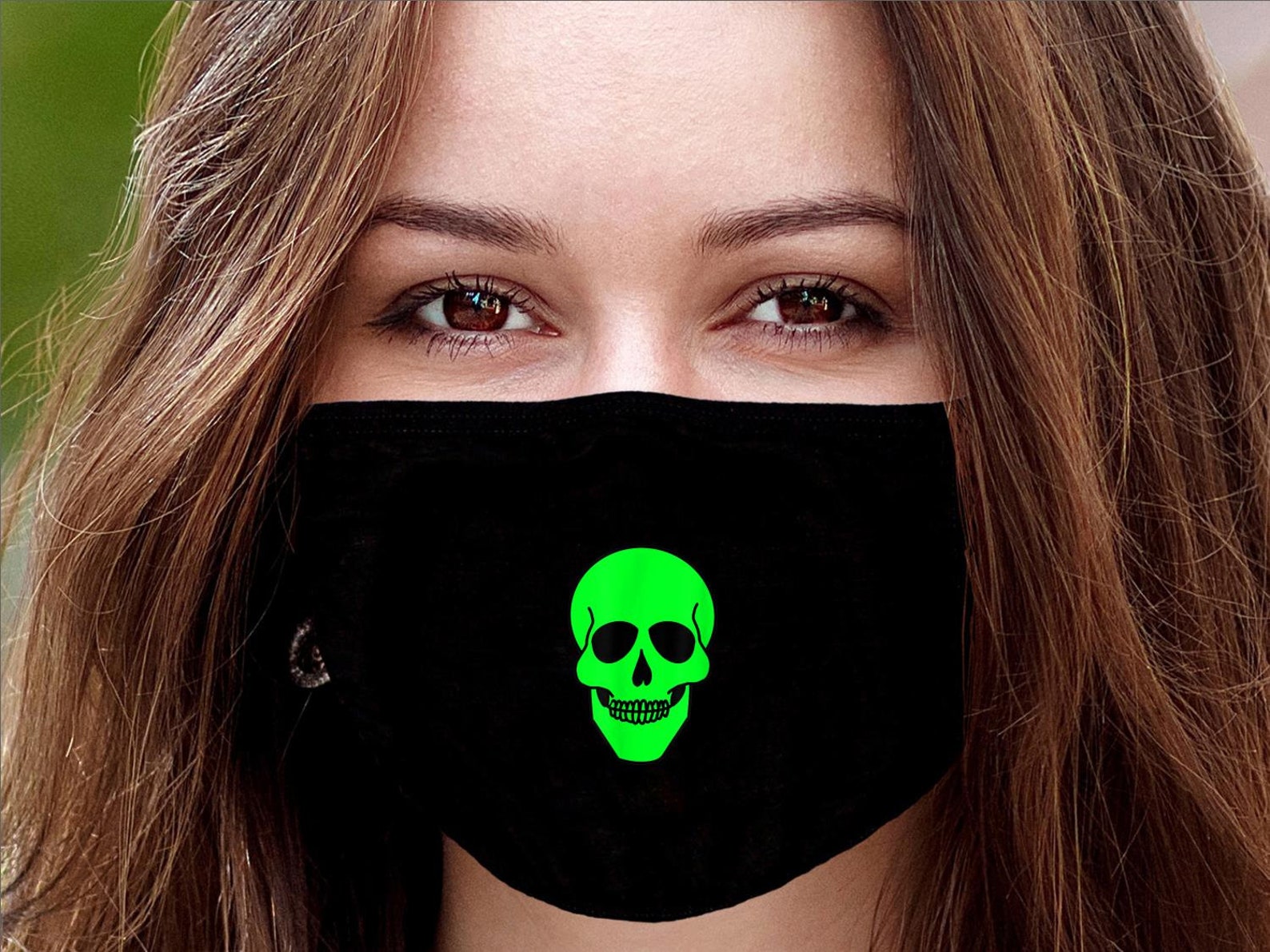Green Skull Basic face mask Funny Skull face mask cute Skull Etsy