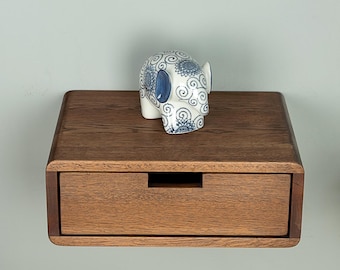 Floating Nightstand with Drawer in Solid Oak – Modern Wall Hung Bedside Table