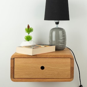 Floating Nightstand with Drawer in Solid Oak, Modern Bedside Table, Solid Oak Nightstand, Night Table, Mid Century, Handmade,Wall Mounted