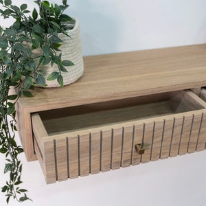 Floating Console Table With Two Drawers ,Entryway Table, Hallway Wooden Table, Solid Oak Wood Table image 6