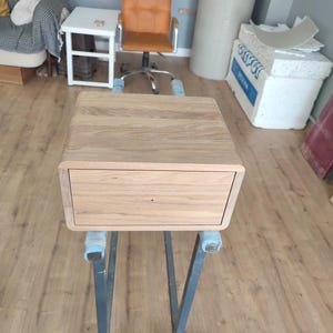 Custom Order Floating Nightstand with Drawer in Solid Oak – Narrow Wall Mounted Bedside Table