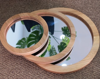 Round mirror, Round Wooden Wall Mirror, Circle Wooden Mirror, Wall decor, wooden frame,Wall mounted mirror, oak framed mirror