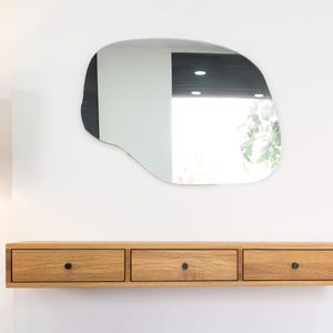 Floating Makeup Table with three Drawers, Makeup Organizer for Vanity, Oak Vanity Table,Dressing Table,Floating Oak Desk