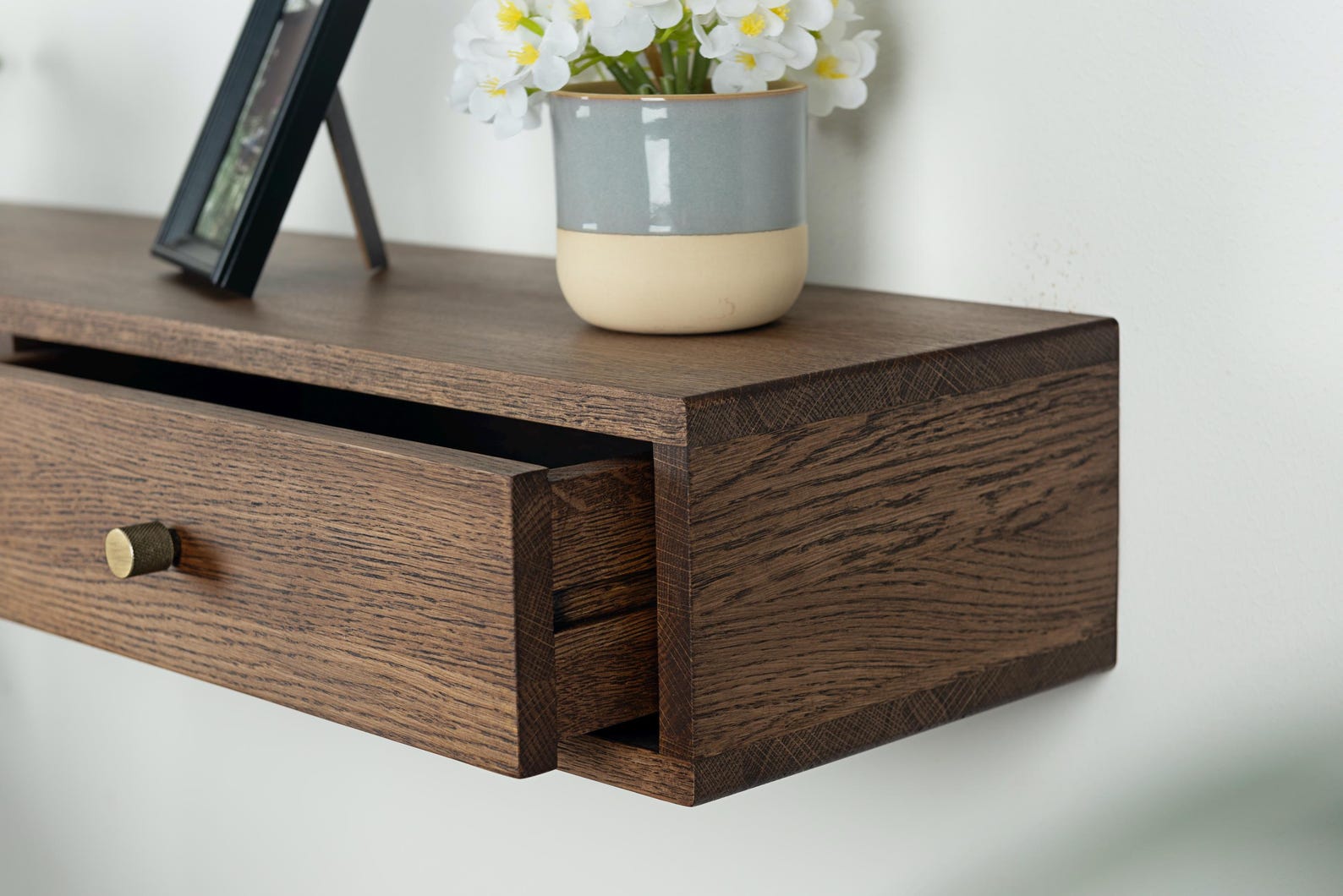 Floating Console Table With Two Drawers in Solid Oak – Entryway Use - Etsy